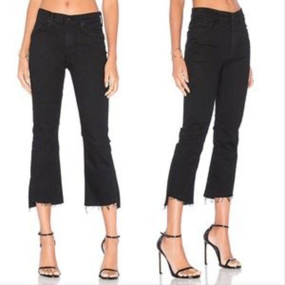 Mother Insider Crop Step Fray Jeans Not Guilty Black Size 28/29